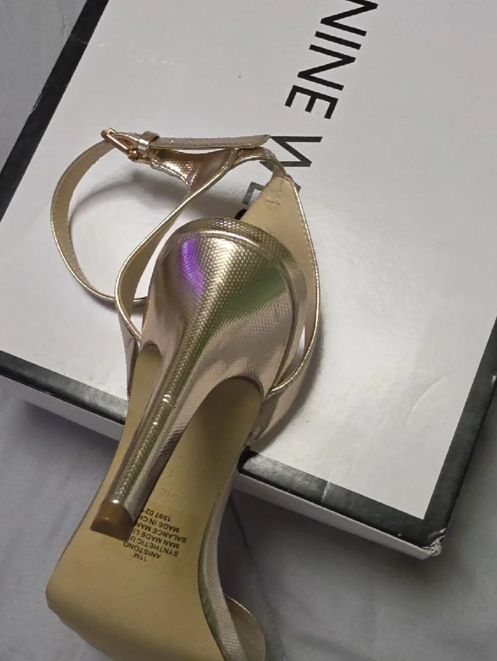 Nine West Metallic Rose Gold Ankle-Strap Heels
